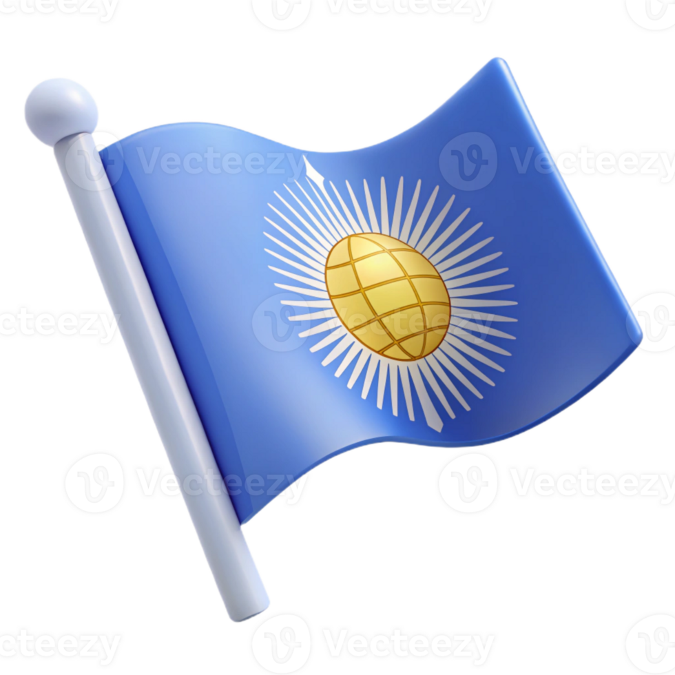Blue Flag with Globe and Rays png