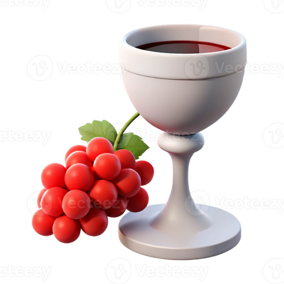 White Chalice with Red Wine and Grapes png