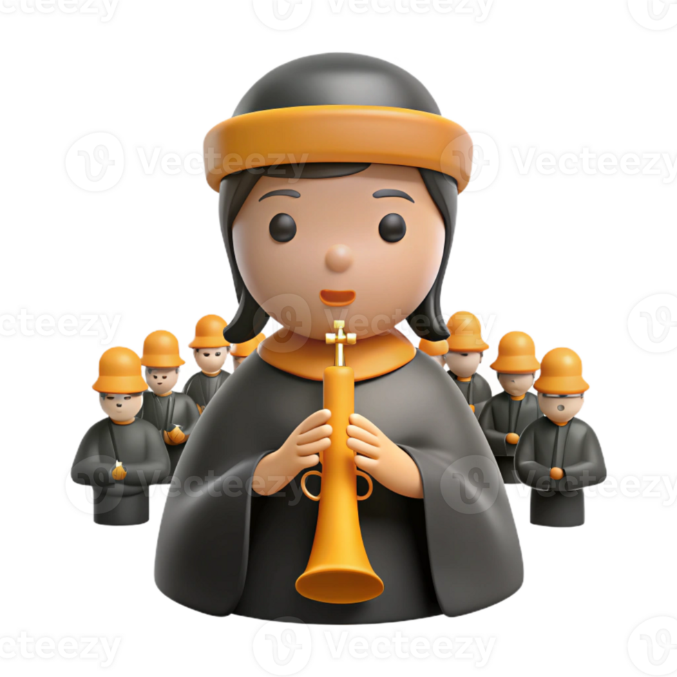 3D Cartoon Character Playing a Trumpet png
