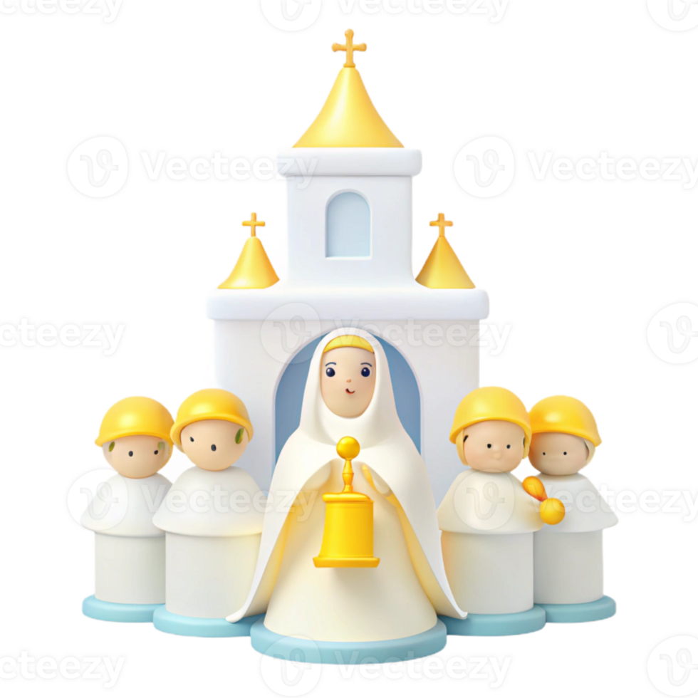 Religious Figures in Front of a Church png