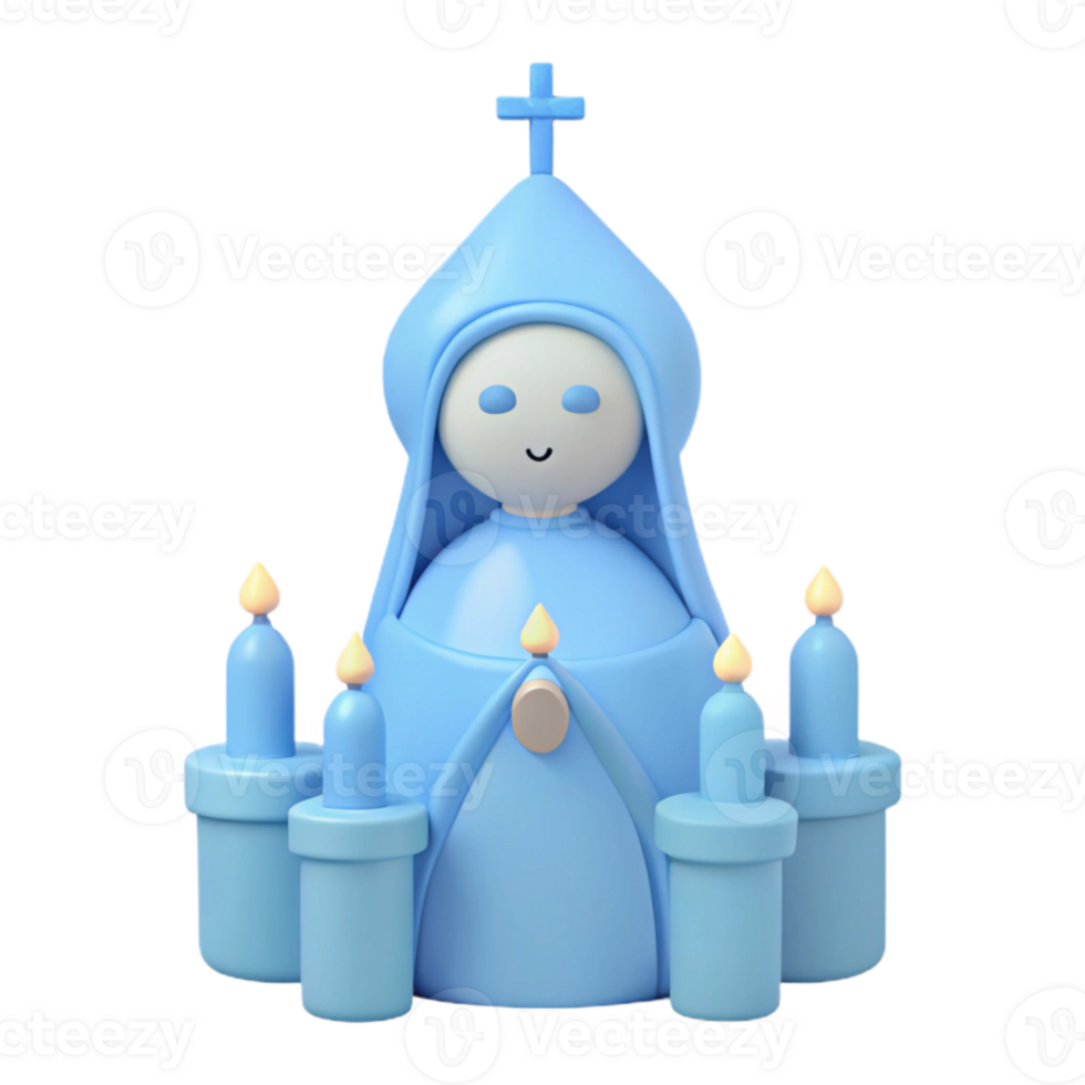 3D Render of a Religious Figure with Candles png
