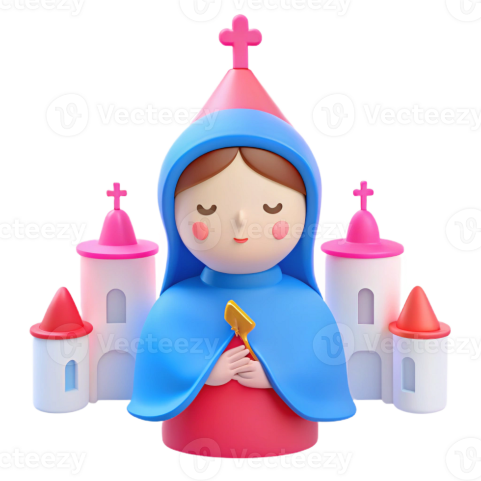 3d cartone animato illustrazione di religioso figura con chiese png
