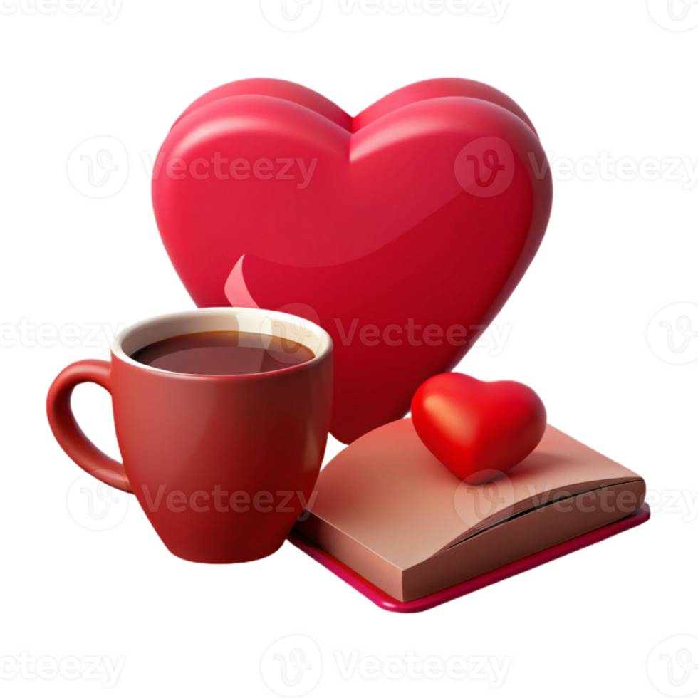 Coffee, Heart, and Book A Romantic Setup png