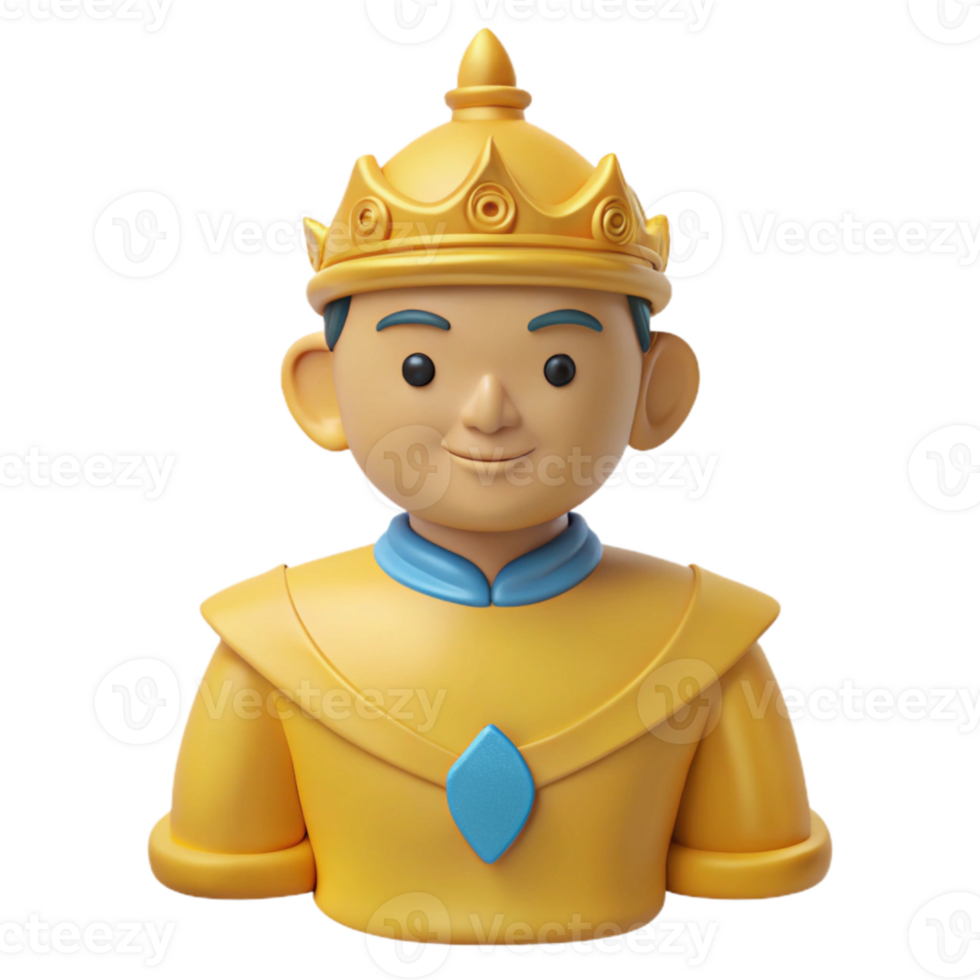 3D Render of a Cartoon King Wearing a Crown and Robe png