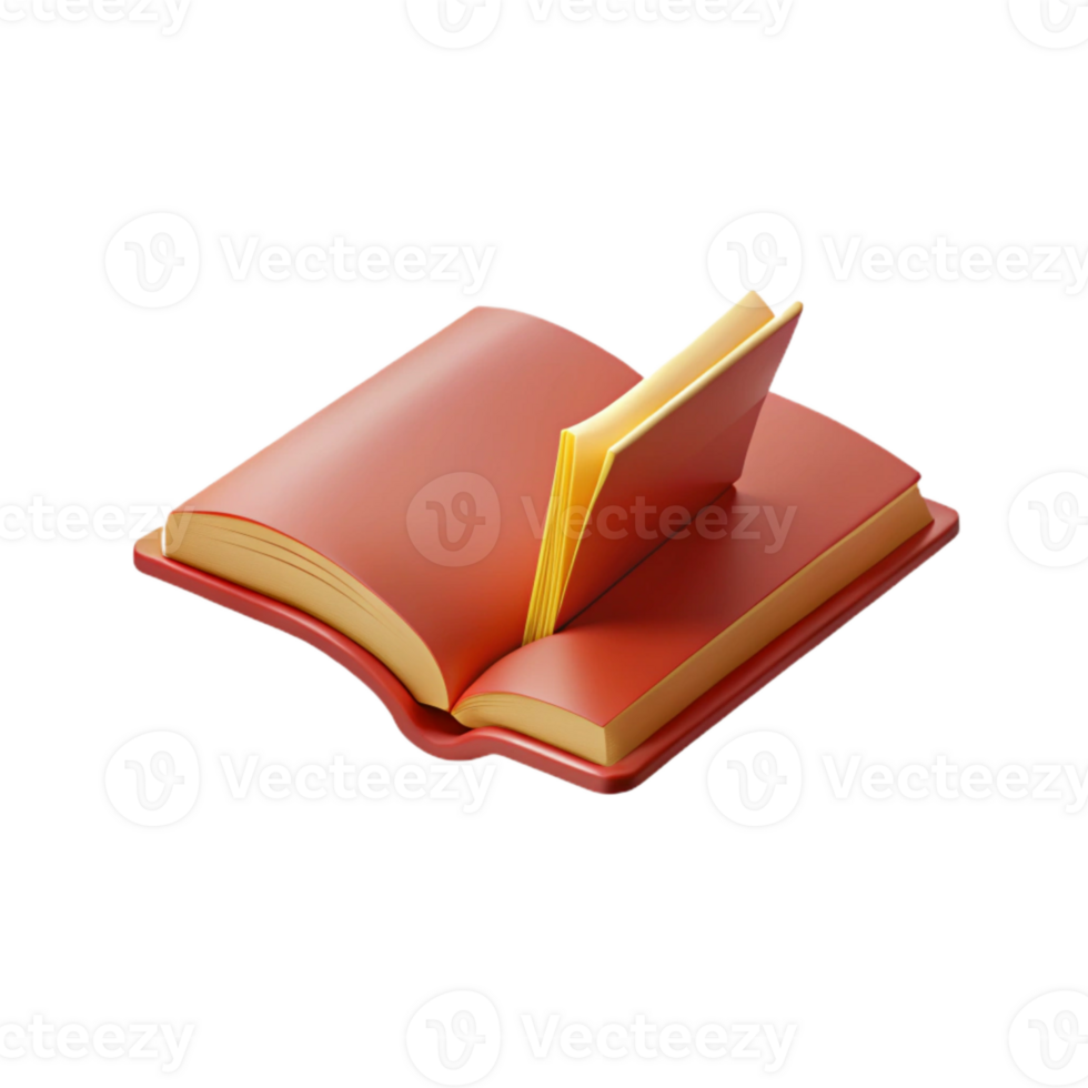 Open Book with Red Cover and Yellow Pages png