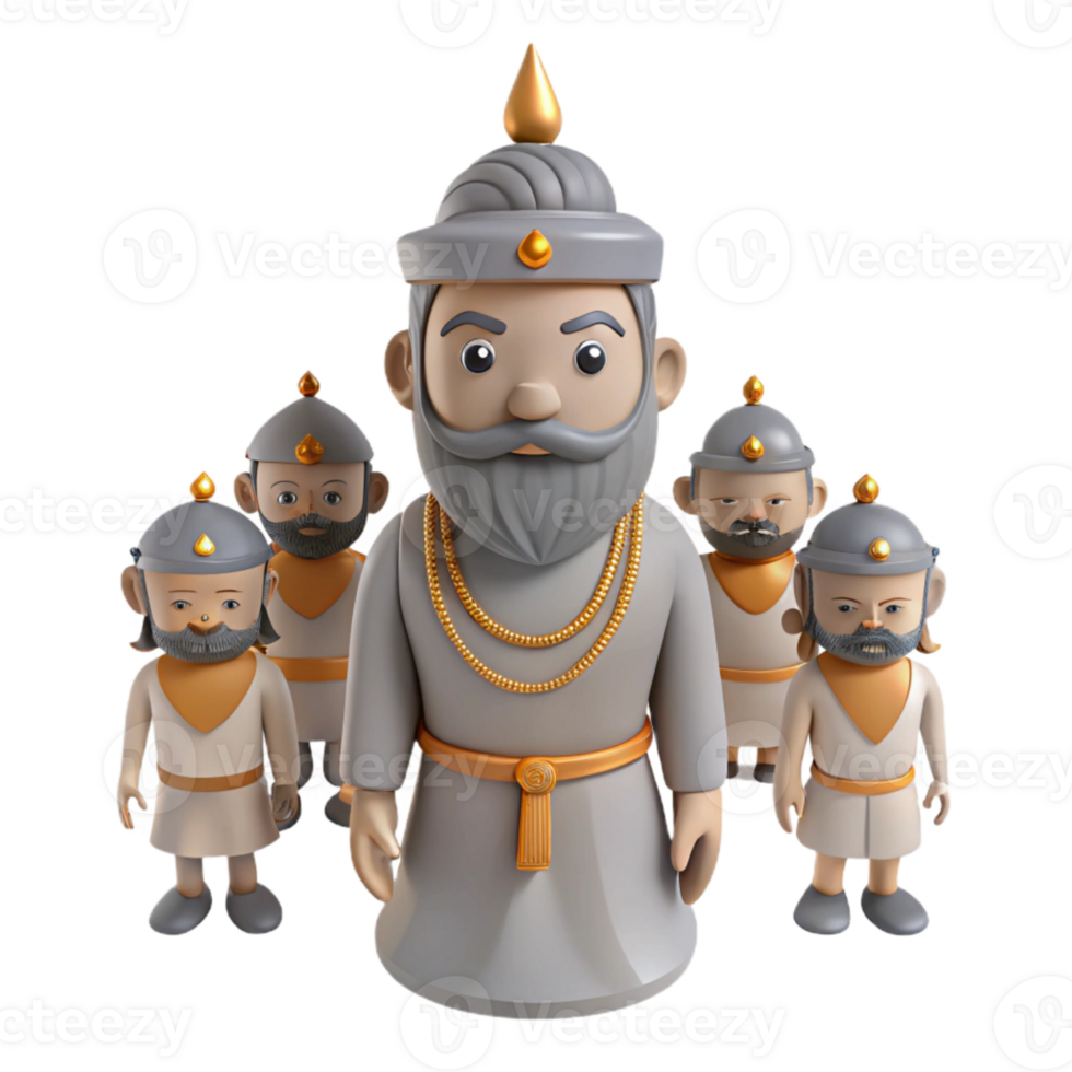 3D Cartoon Illustration of a Group of Ancient Warriors png