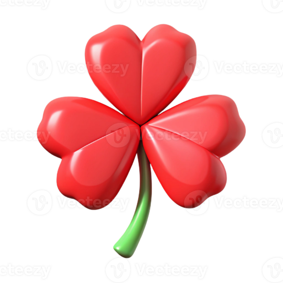 3D Red Clover Leaf Illustration png