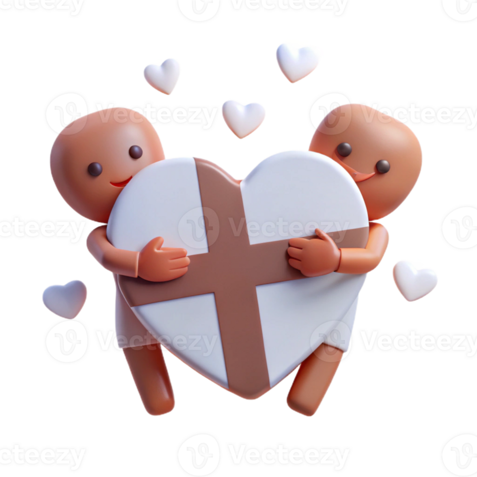 Two Cartoon Characters Holding Heart Shaped Object png