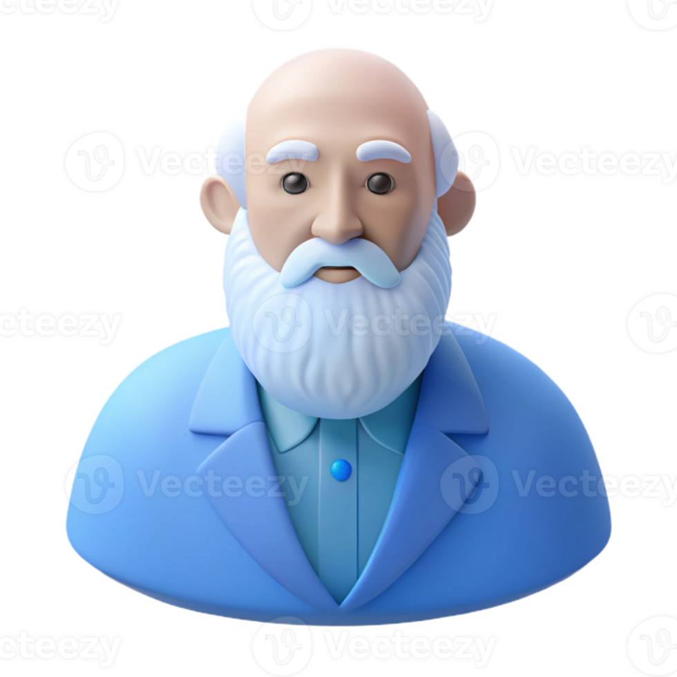3D Cartoon Illustration of an Elderly Man with a White Beard png