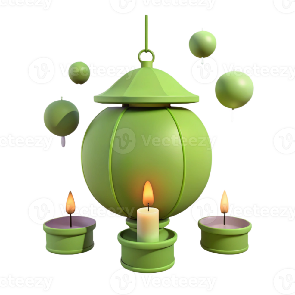 Green Lantern With Candles and Floating Balls png