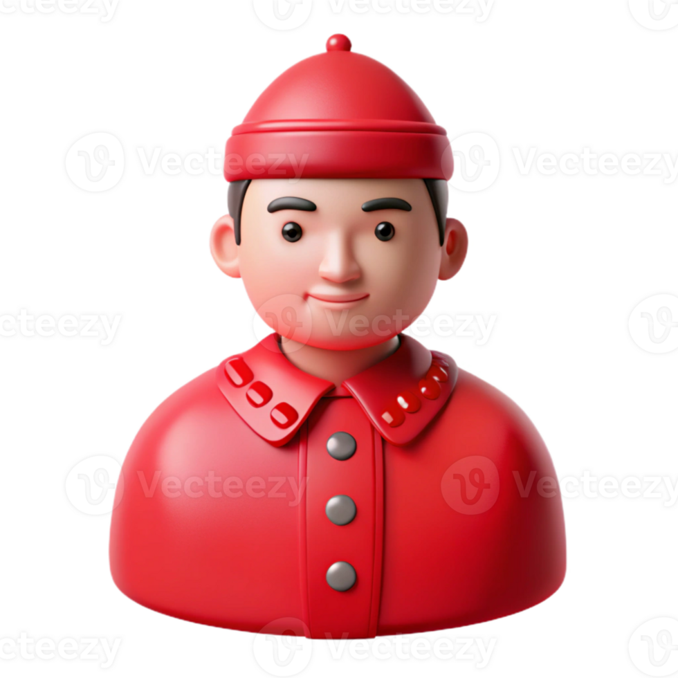 3D Cartoon Character Wearing Red Hat and Coat png