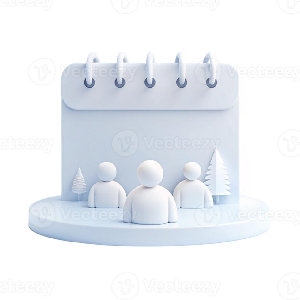 Calendar with People and Trees png