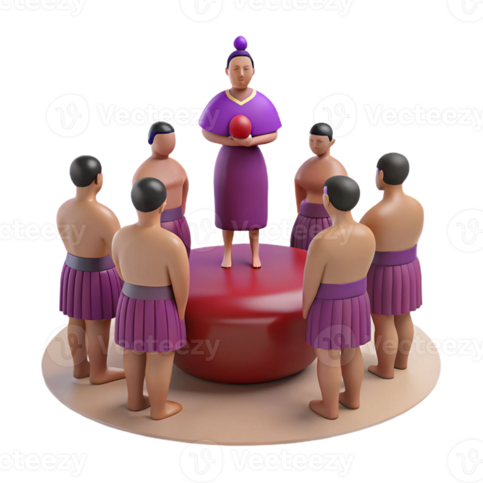 3D Render of Person Standing on a Platform Surrounded by Other Figures png