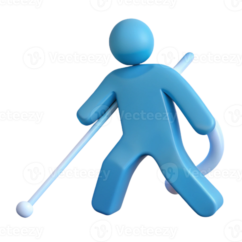 Blue Stick Figure Walking with a Cane png