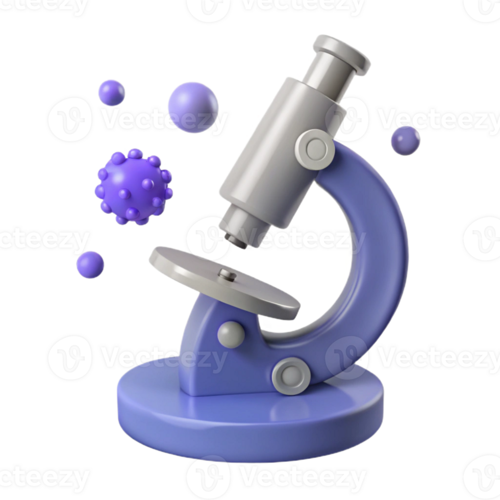 Microscope, Scientific Instrument, Research, Laboratory, Medical Equipment, 3D Rendering, Science, Biology, Purple png