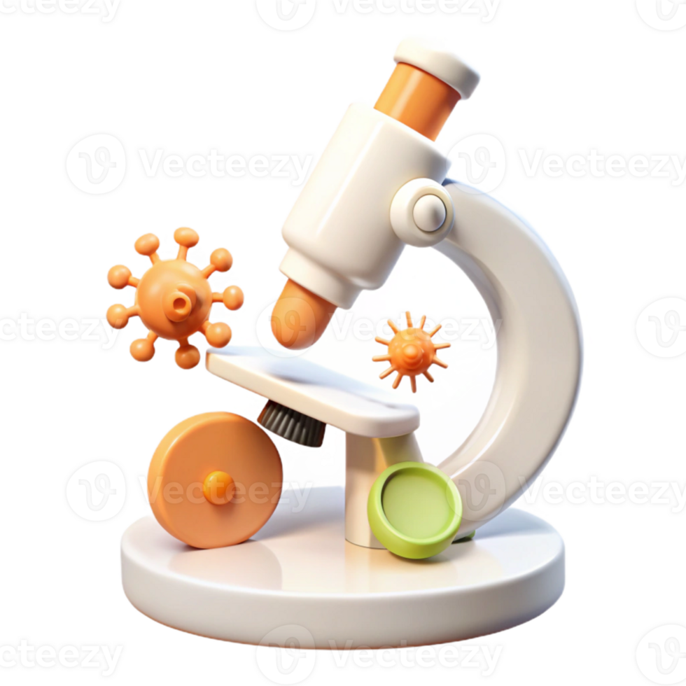 Microscope with 3D Virus Model for Scientific Research png