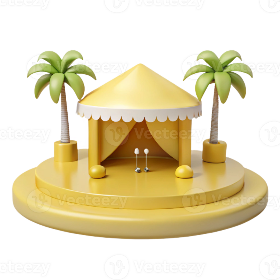 3d framställa av en tropisk tält med handflatan träd png