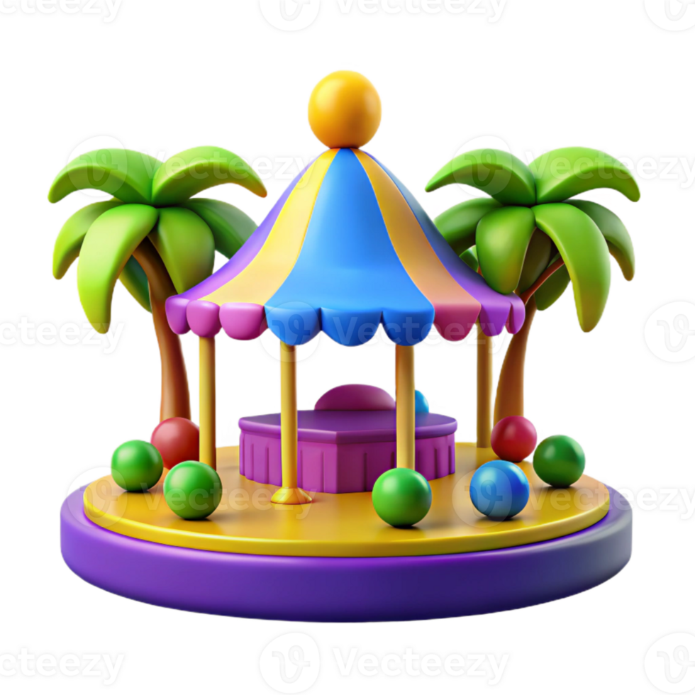 Colorful 3D Cartoon Summer Fun Fair Booth png