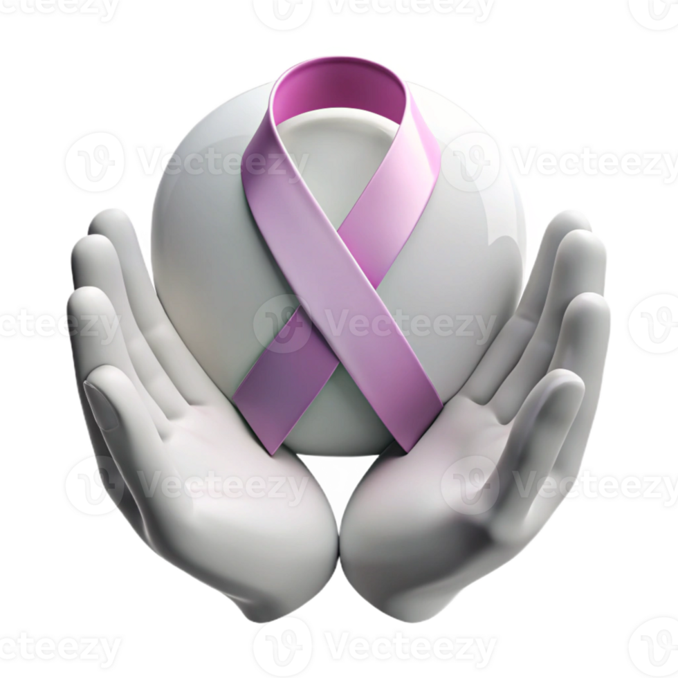 Hands Holding a Pink Ribbon, Symbol of Support and Awareness png