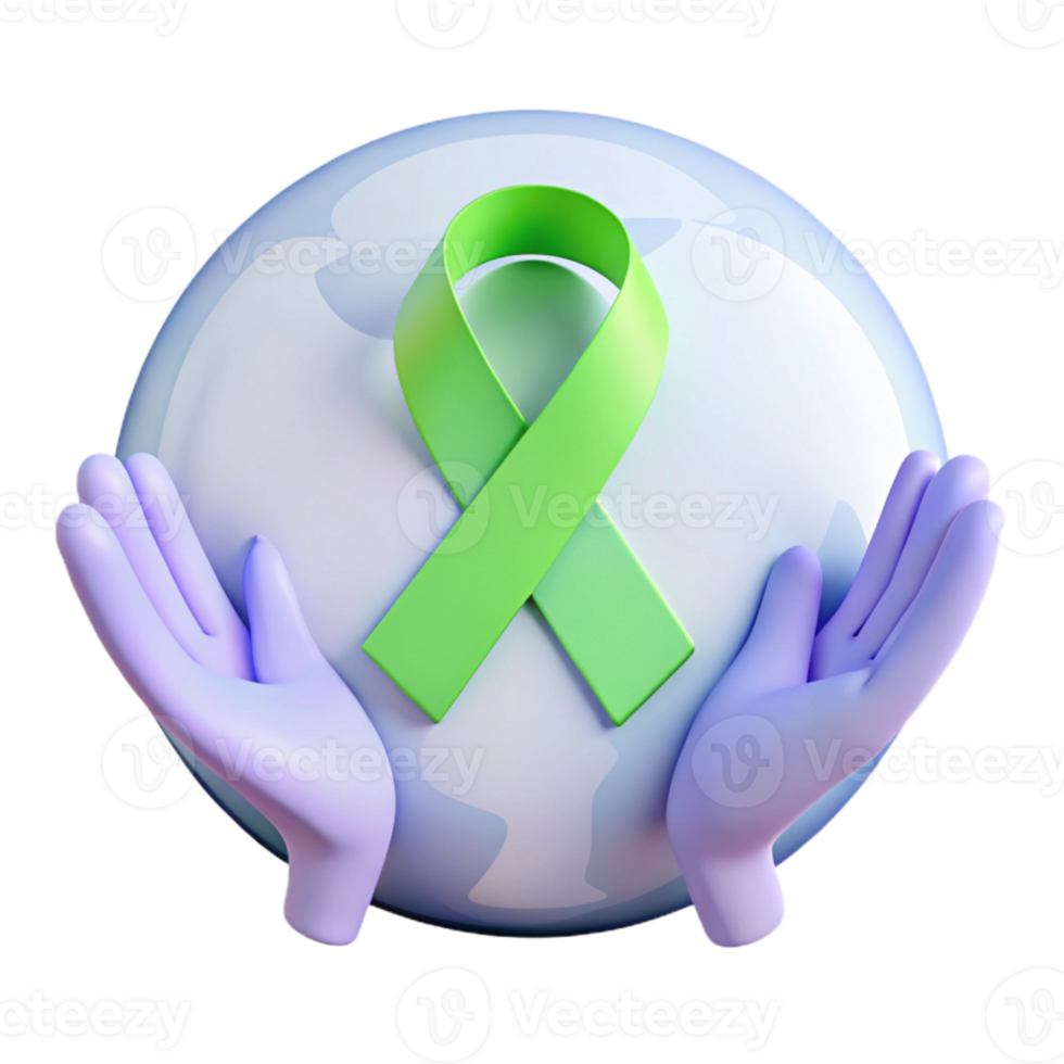 Green Ribbon on Earth Globe A Symbol of Hope png