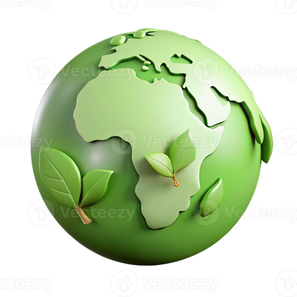 Green Earth Globe with Sprouting Leaves png