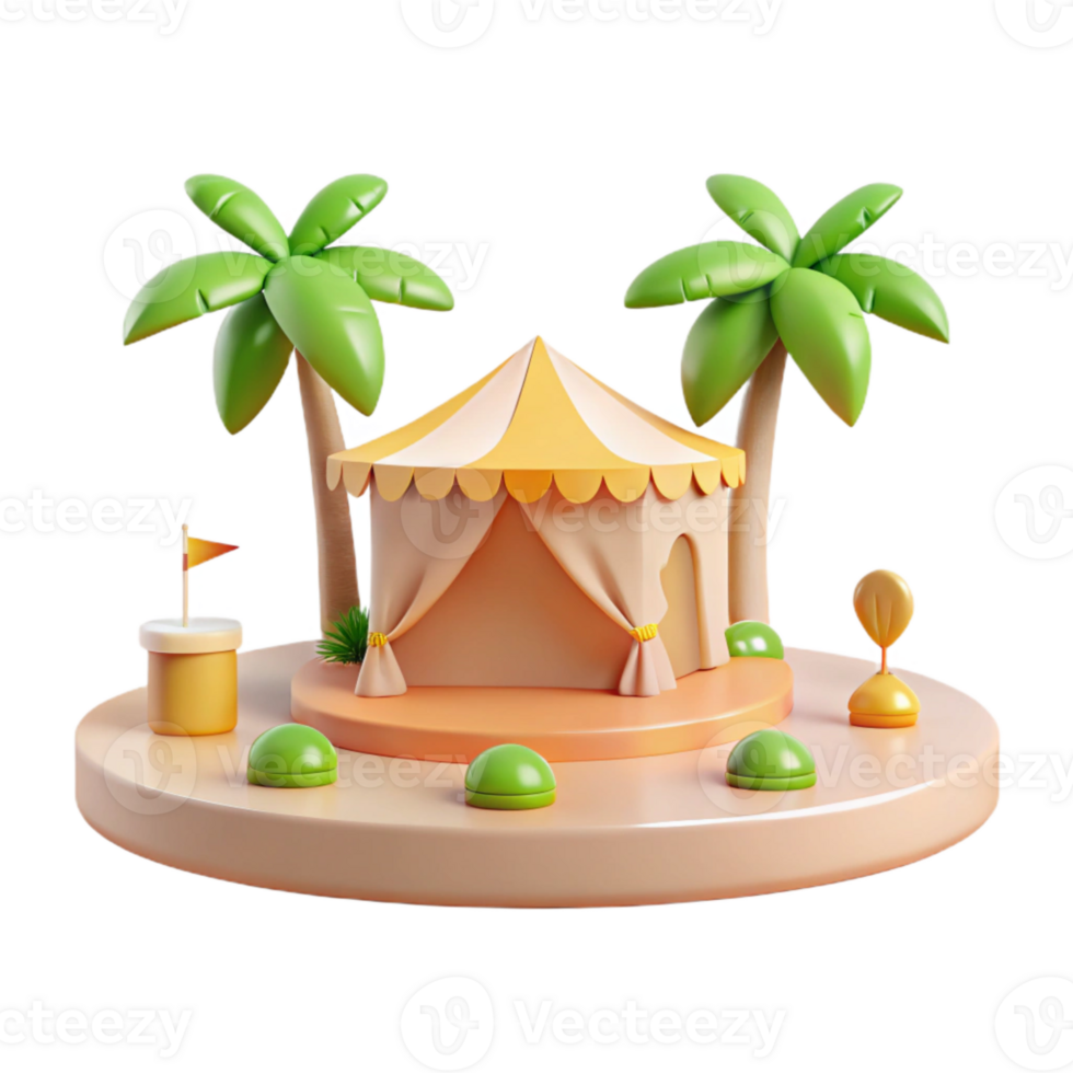 3D Illustration of a Tent on a Tropical Island png
