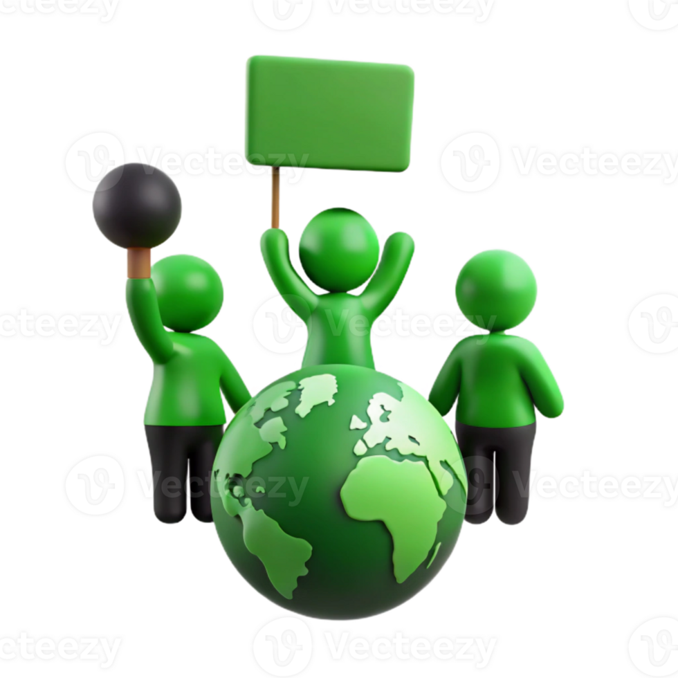 Green People on Earth with Sign and Gavel png