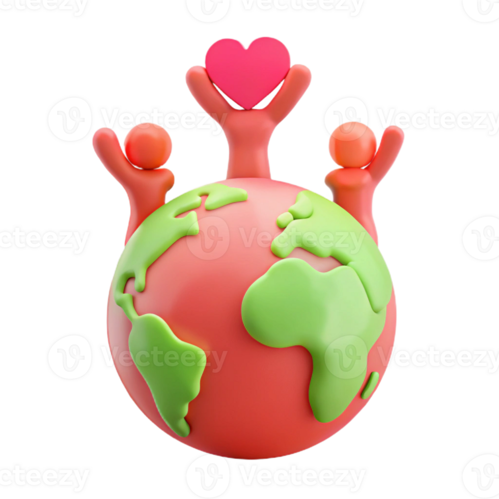 Global Unity and Love A 3D Illustration png