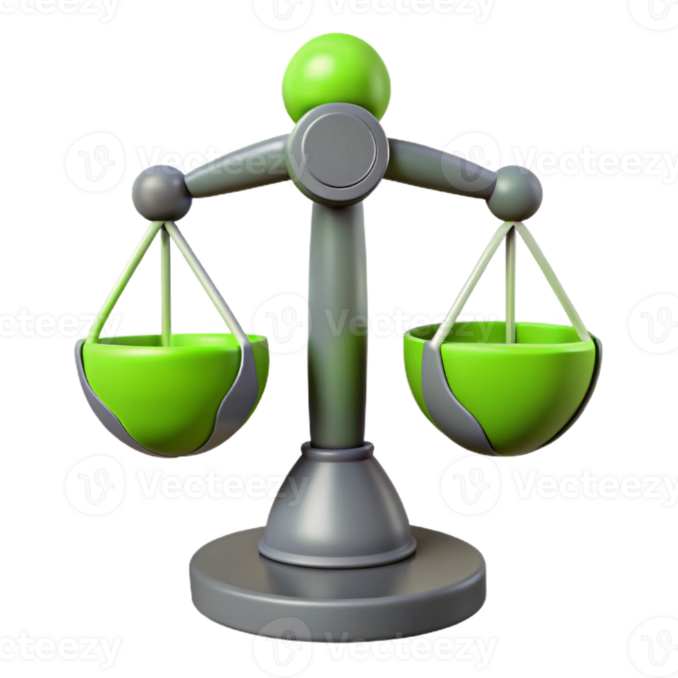3D Rendered Illustration of a Scale of Justice png