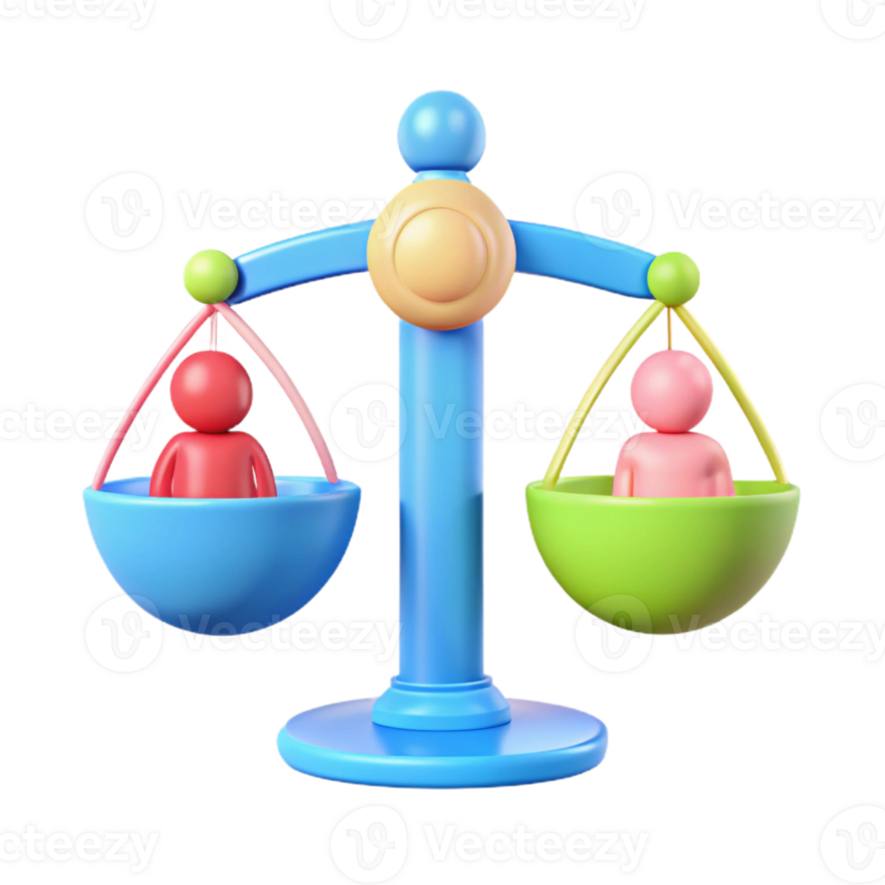 Balance Scale with Two Figures on Opposite Sides png