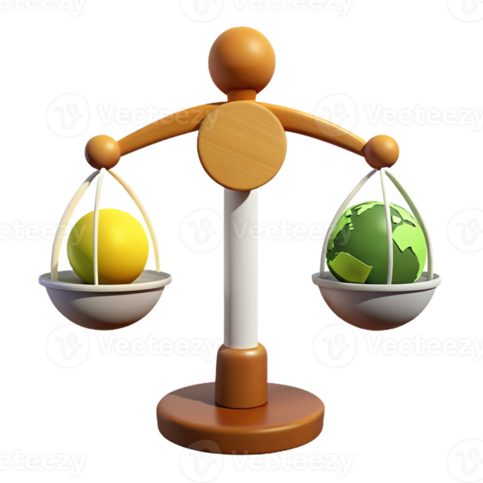 Balance Scale with Earth and Sun Illustration png