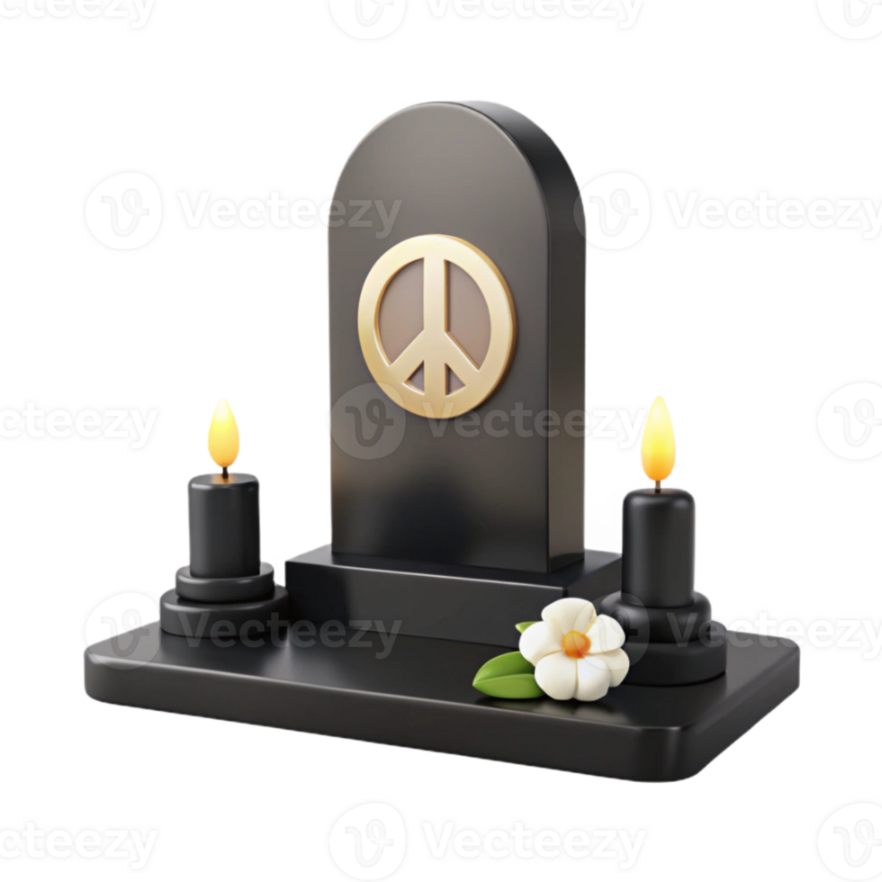 Peace Symbol, Candles, and Flower on a Black Base png