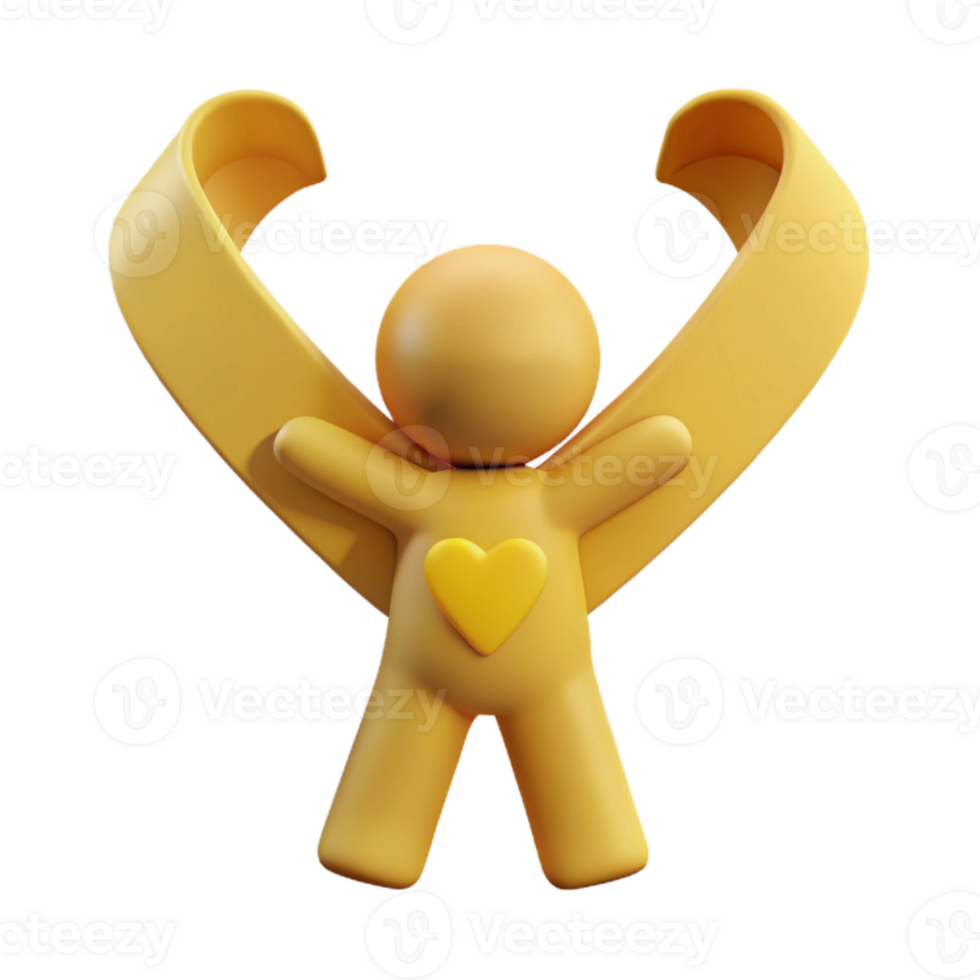 3D Character with Heart and Wings png