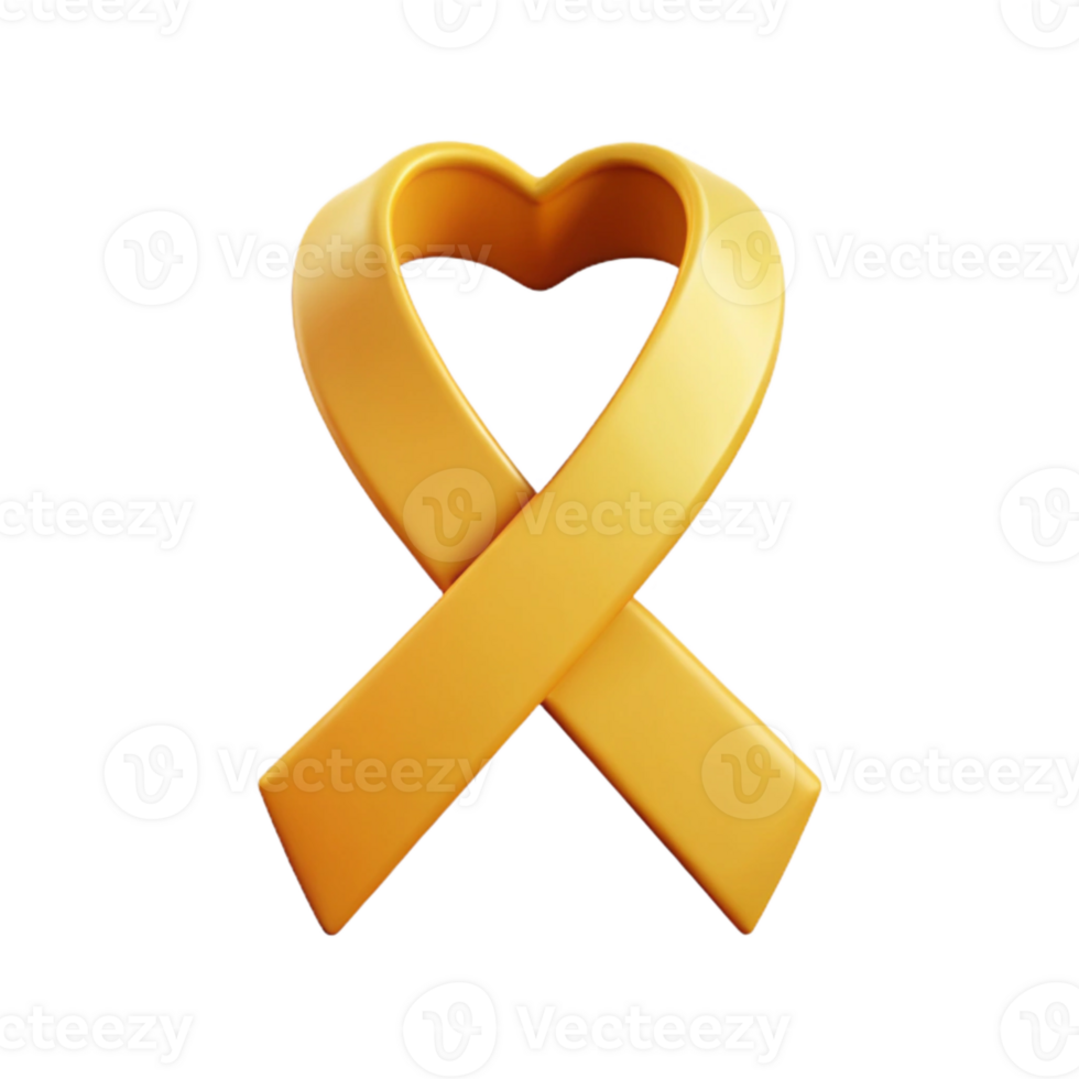 Golden Ribbon Heart Shape 3D Illustration png