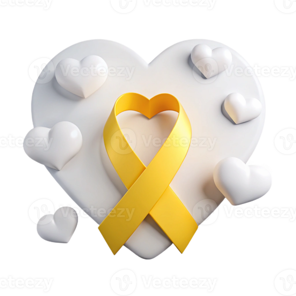 Yellow Ribbon Heart Symbol of Hope and Support png