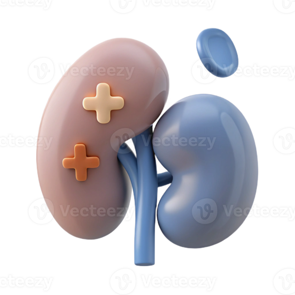 3D Illustration of Human Kidneys with Game Controller Symbols png