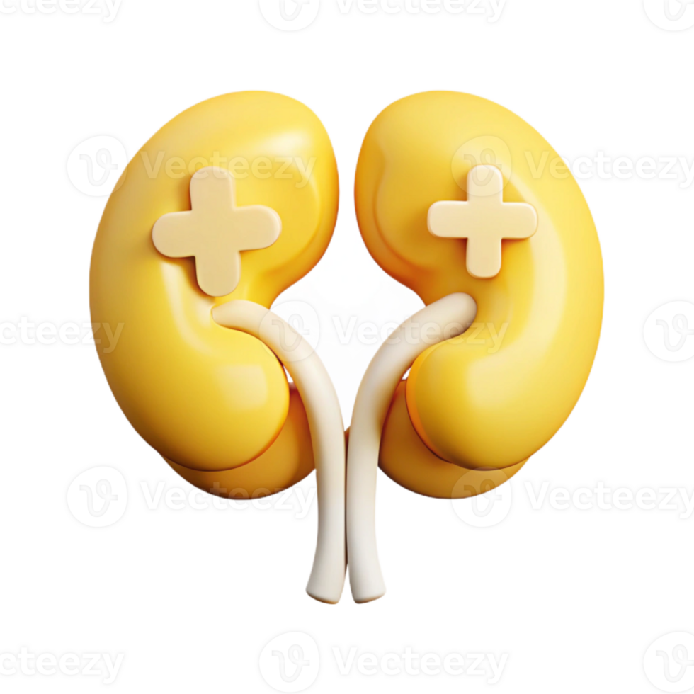 3D Illustration of Kidneys with Plus Signs png