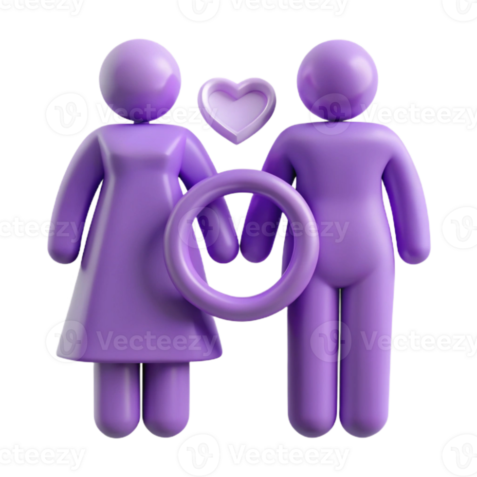Couple Holding Hands with Heart and Ring Symbol png