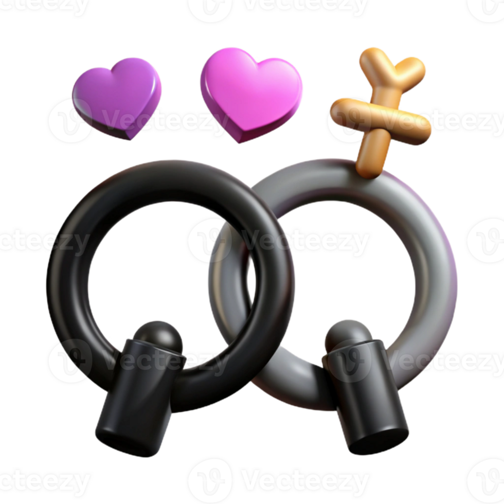 Interlocking Rings with Hearts and Gender Symbols png