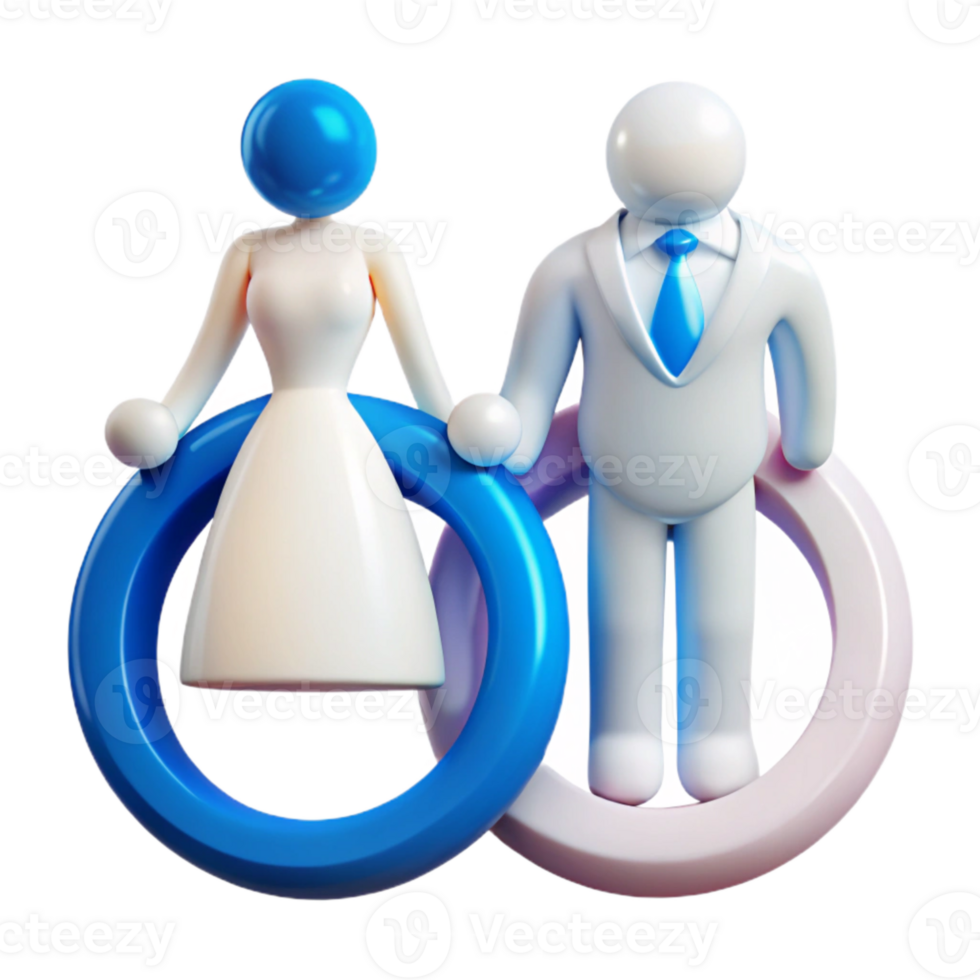 3D Couple Holding Hands with Wedding Rings png
