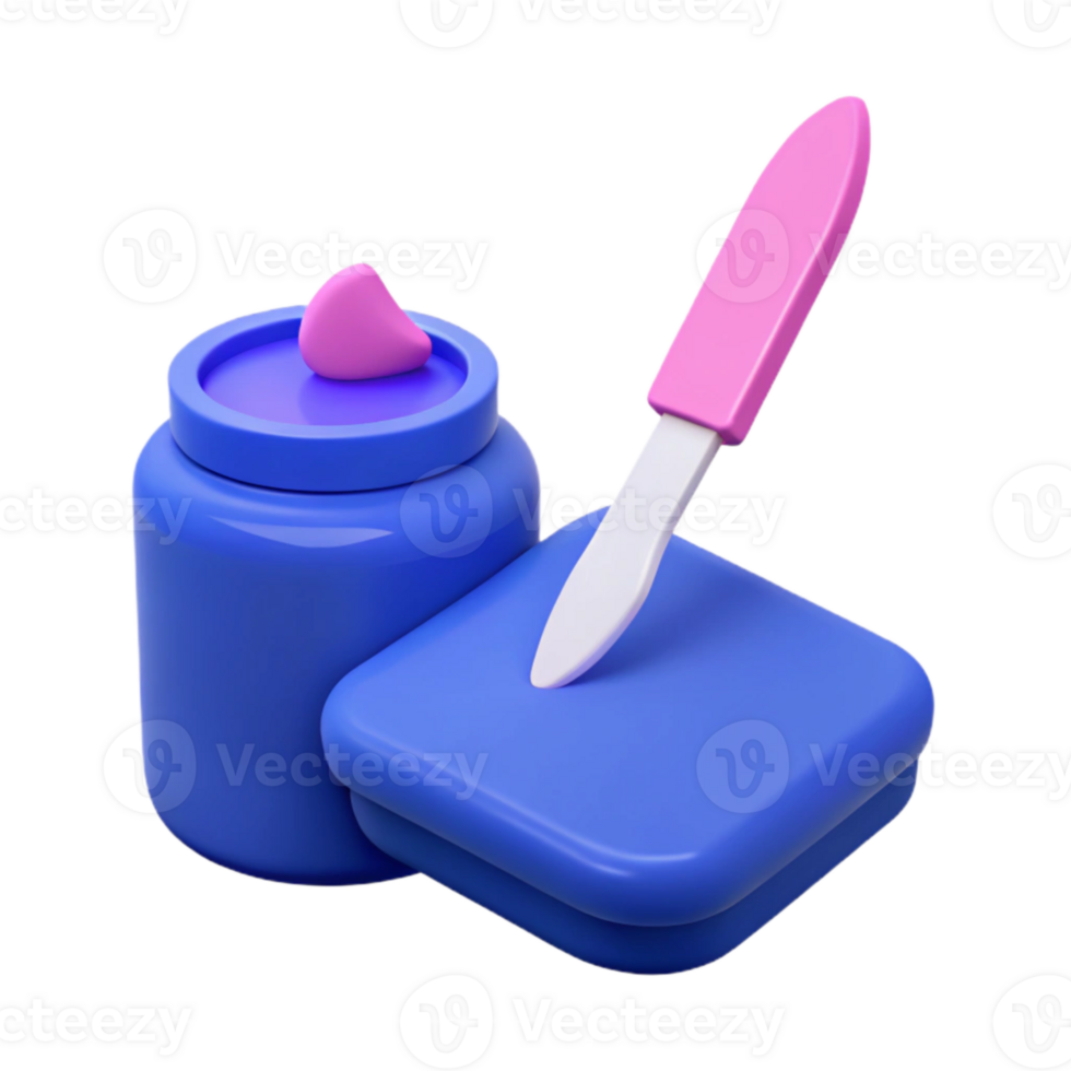 3D Render of a Jar with a Spatula png