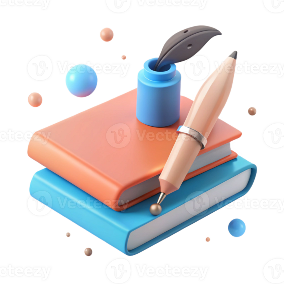 Writing and Learning A Colorful 3D Illustration png