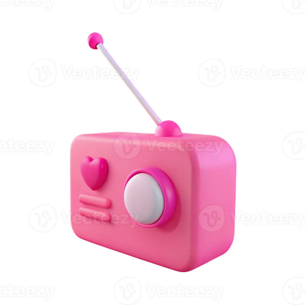 Pink Retro Radio with Heart png