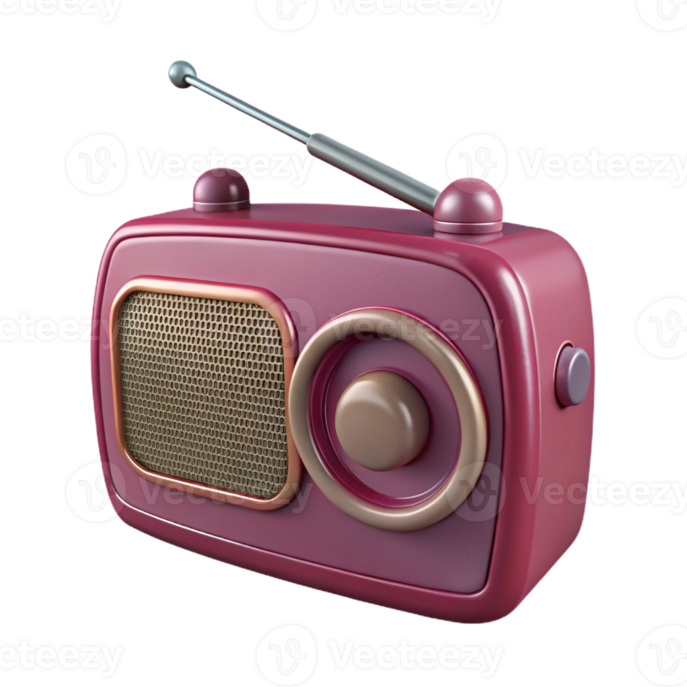 Vintage Radio with Antenna and Speaker png