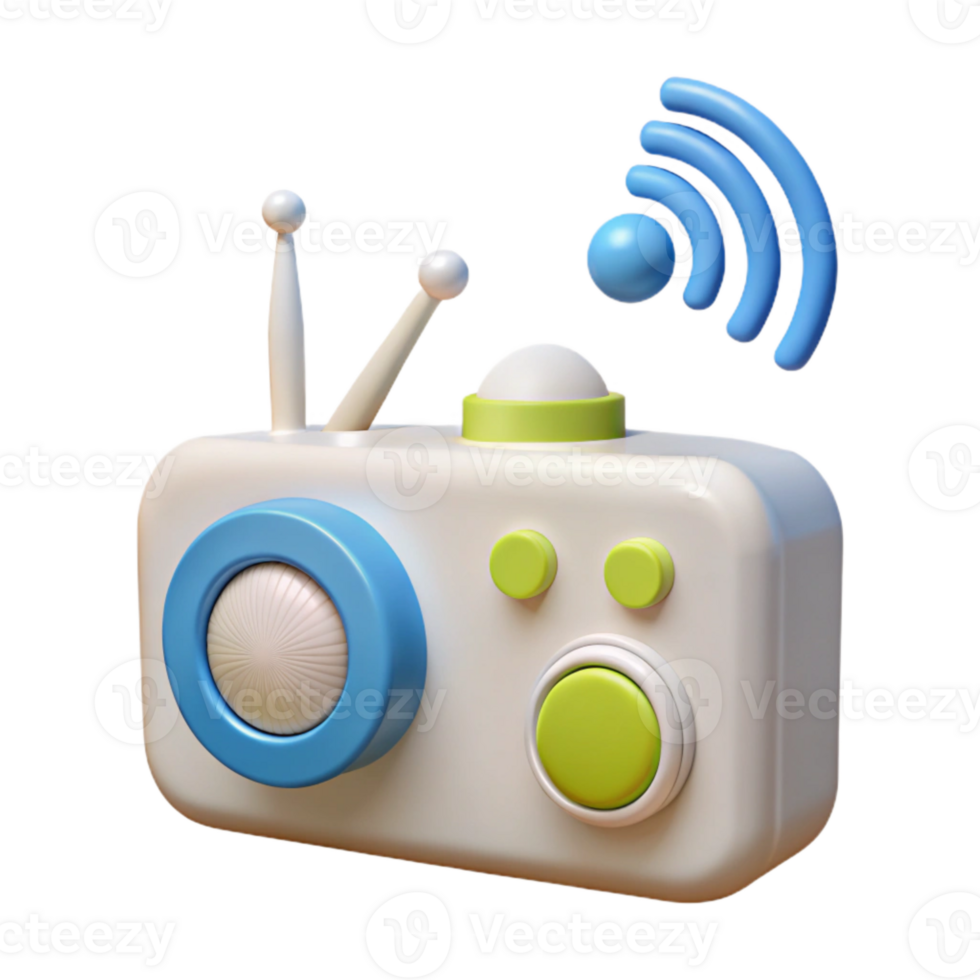 3D Cartoon Radio with Wifi Symbol png