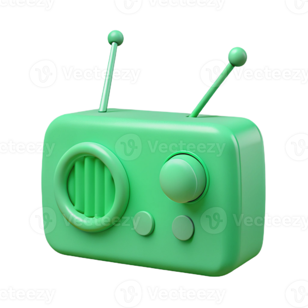 3D Render of a Green Retro Radio png