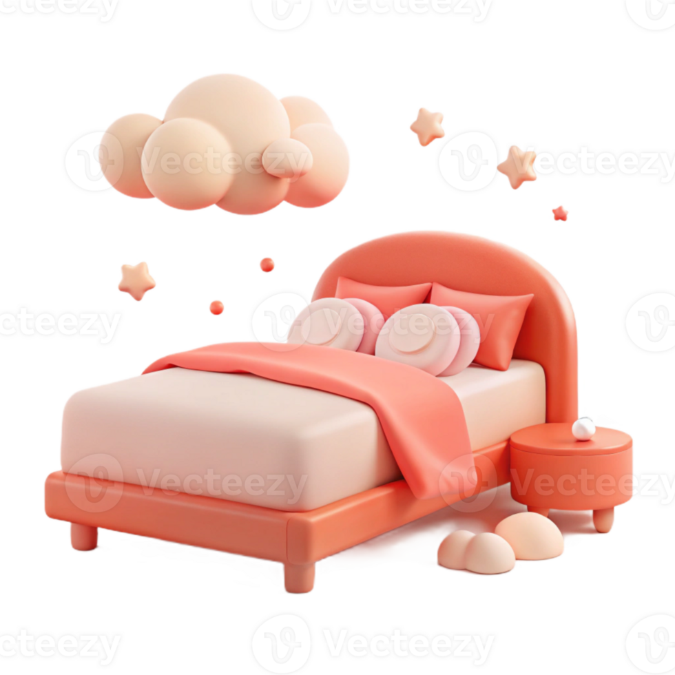 Cozy Bed with Night Sky and Stars png