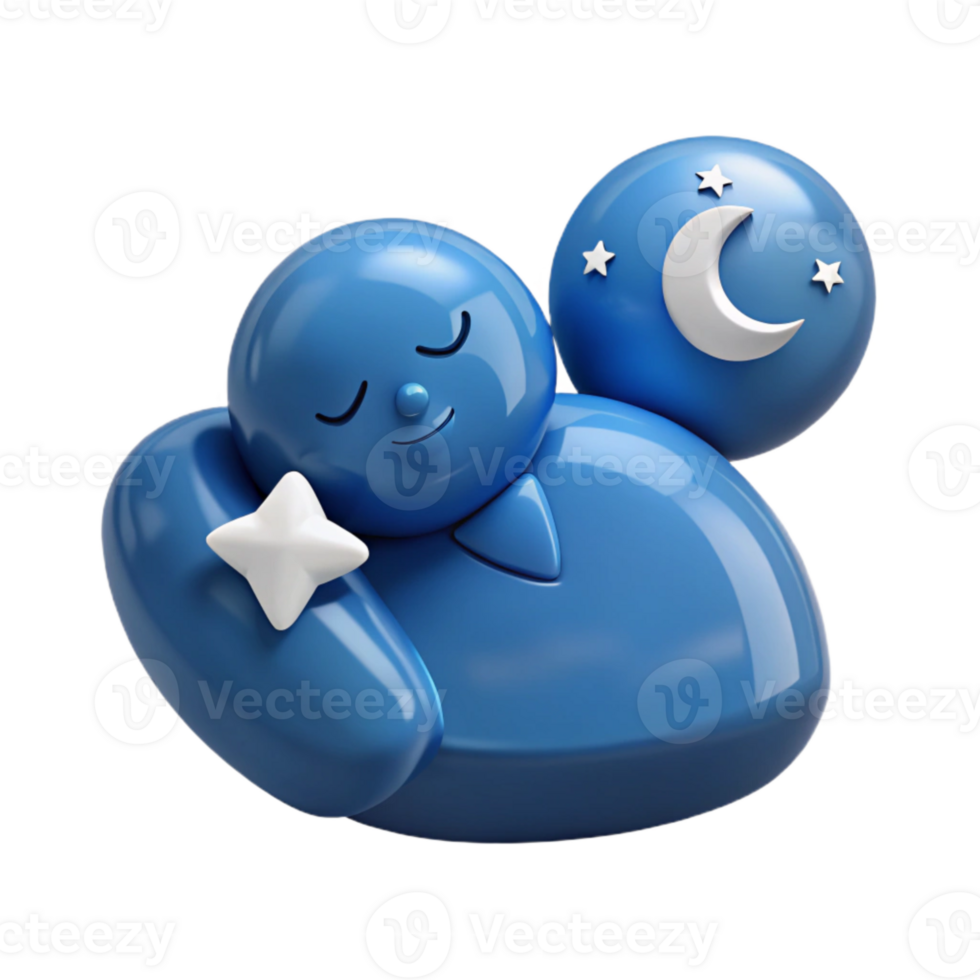Sleeping Character with Moon and Stars png