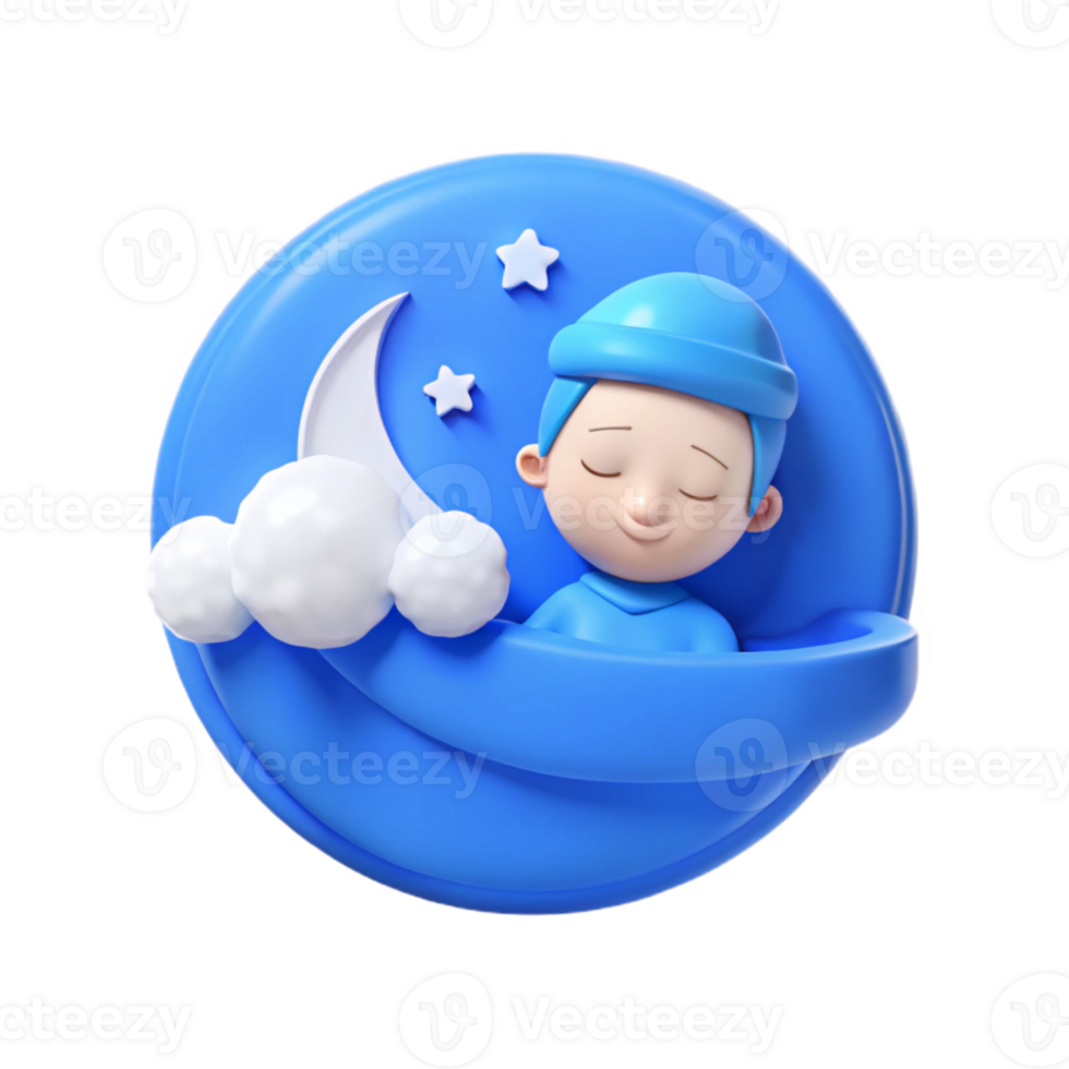 Sleeping Cartoon Character with Moon and Stars png