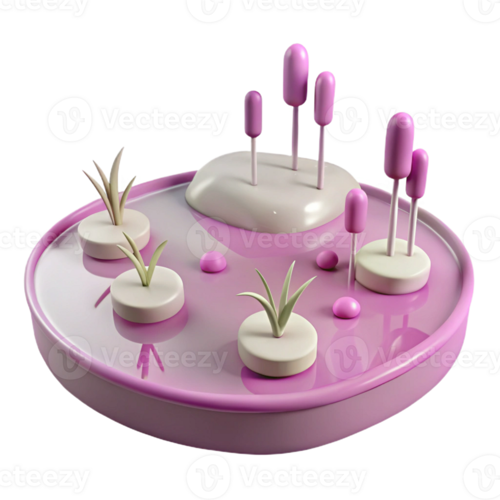 3D Render of a Miniature Landscape with Lush Grass and Pink Trees png